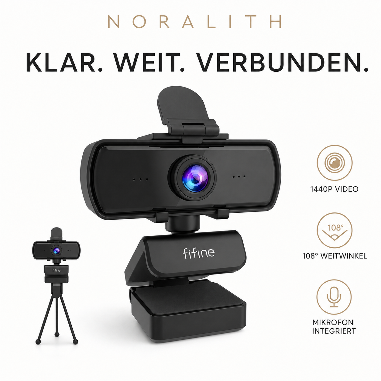 FIFINE K420 Full HD Webcam 1440p – Mit Mikrofon & Stativ