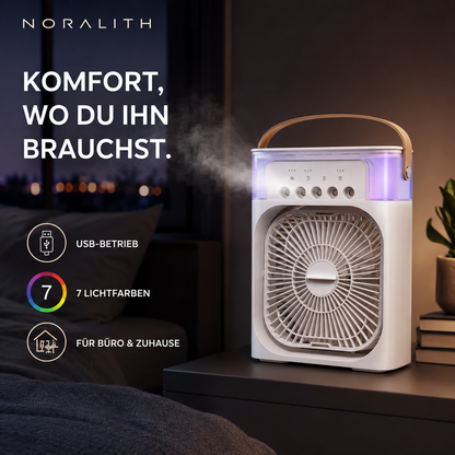 3-in-1 Mini Luftkühler mit Luftbefeuchter & LED-Nachtlicht