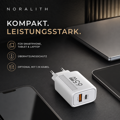 65W USB-C Schnellladegerät GaN – Für iPhone, Samsung & Xiaomi