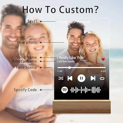 Personalisierte Musik-Plakette mit Foto & LED-Licht