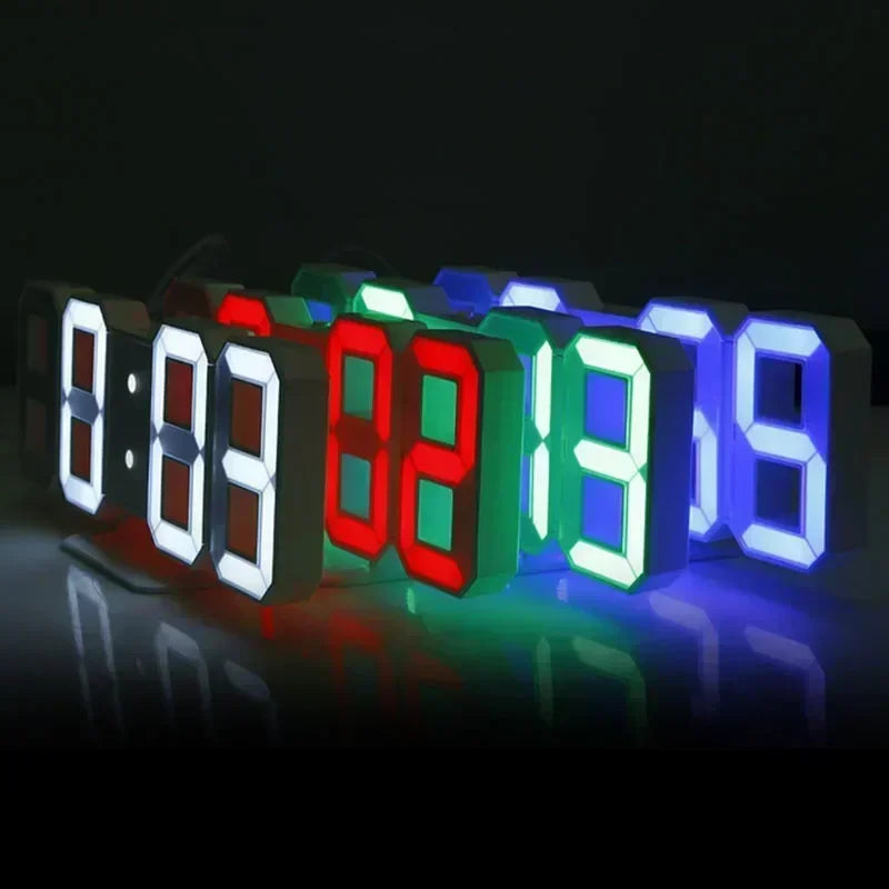 3D LED Wanduhr – Digitaler Wecker mit Kalender & Temperaturanzeige