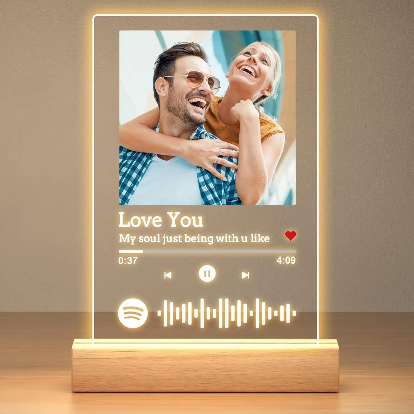 Personalisierte Musik-Plakette mit Foto & LED-Licht