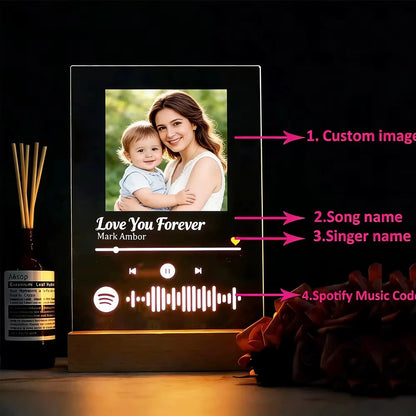 Personalisierte Musik-Plakette mit Foto & LED-Licht