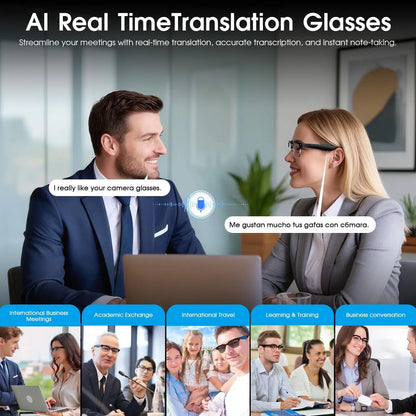 AI Smart Glasses – Kamera, Bluetooth & Echtzeit-Übersetzung