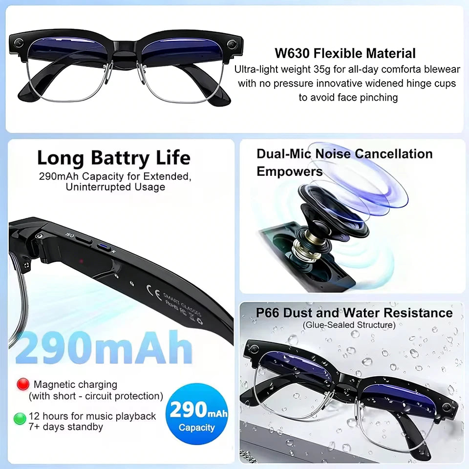 AI Smart Glasses – Kamera, Bluetooth & Echtzeit-Übersetzung