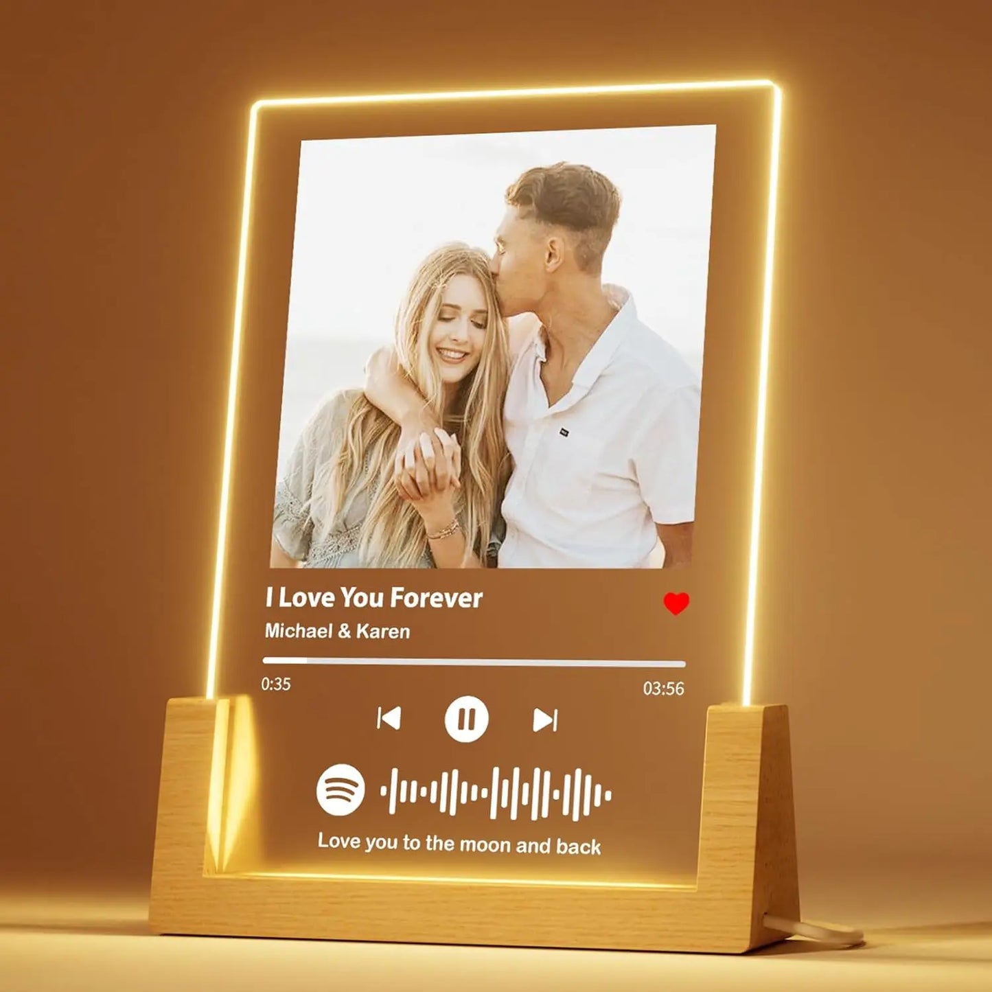 Personalisierte Musik-Plakette mit Foto & LED-Licht