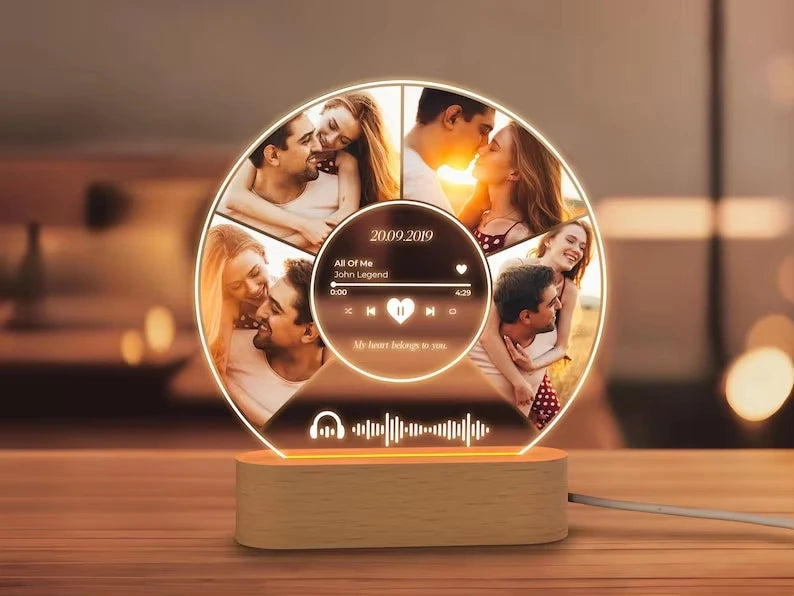 Personalisierte Musik-Plakette mit Foto & LED-Licht